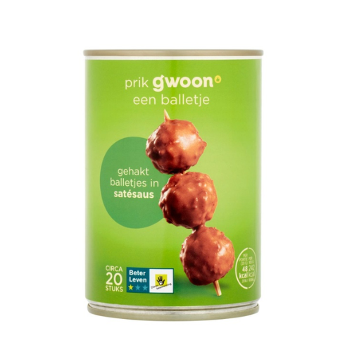 G'WOON GEHAKTBAL IN SATÉSAUS 420 GR.