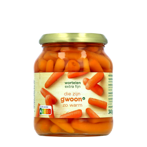 G'woon wortelen extra fijn 340 gr.