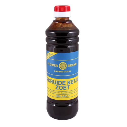 Flower brand gekruide ketjap zoet 500 ml