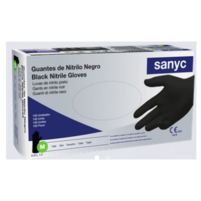 GUANTE NITRILO NEGRO TALLA M 100 U.