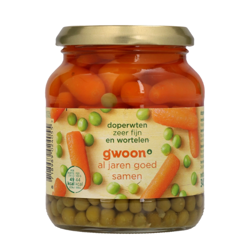 G'WOON Doperwt/Wortel Fijn Pot 680 GR.