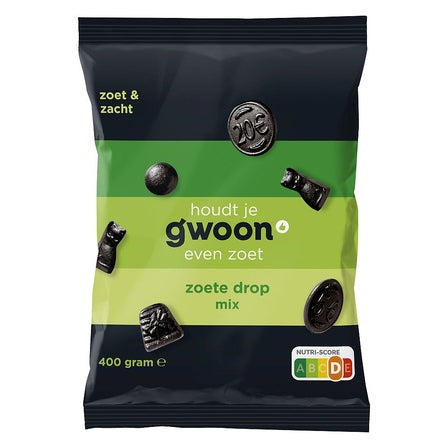 G'woon gemengde zoete drop 400 gr.