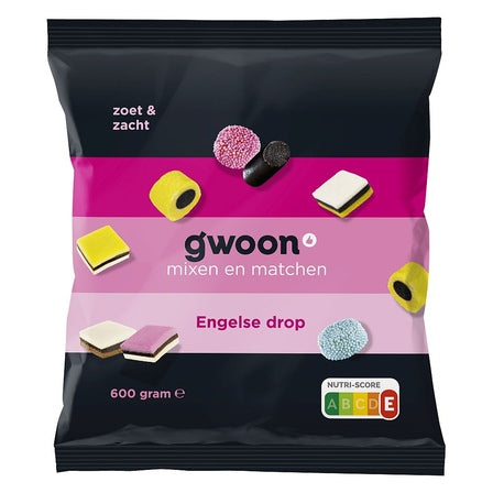 G'woon engelse drop zak 600 gr.