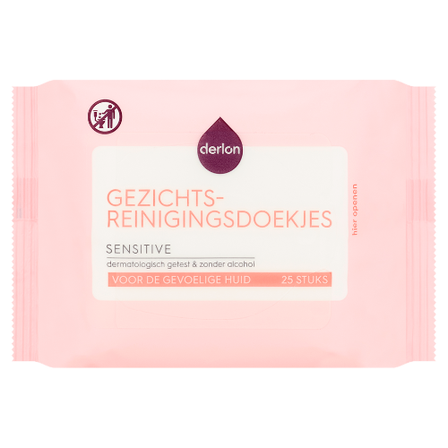 Derlon gezichtsreinigingsdoekje sensitive 25 st