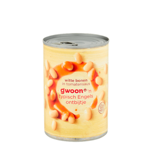 G'woon witte bonen tomatensaus 425 ml.