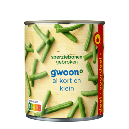 G'woon sperziebonen gebroken blik 800 gr