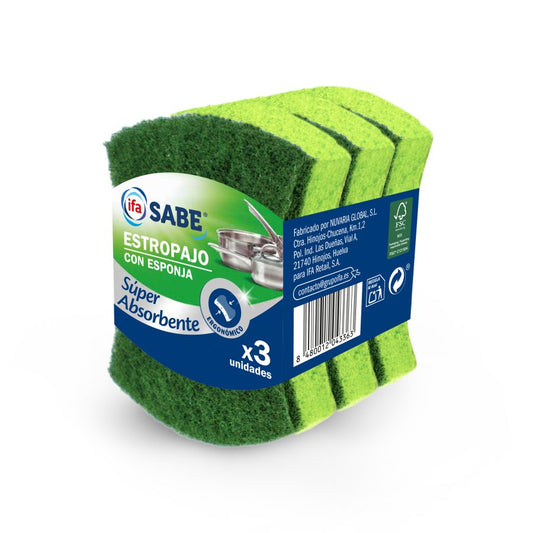 IFA-SABE ESTROPAJO CON ESPONJA 3 UND.