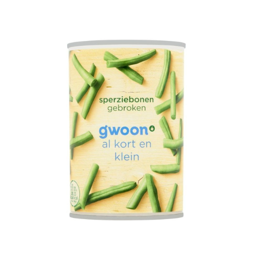 G'woon sperziebonen gebroken blik 400 gr