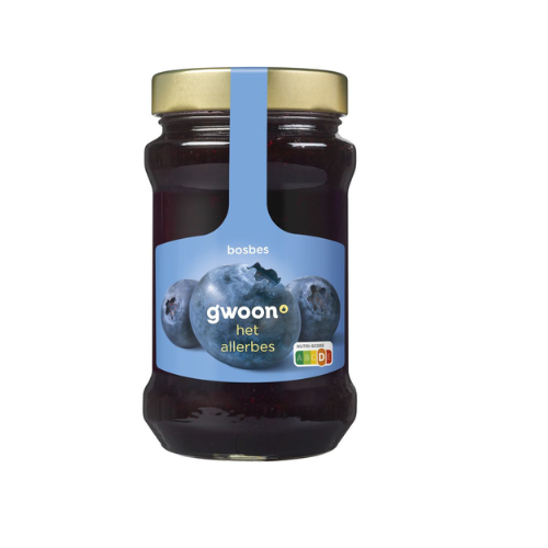 G'woon extra jam bosbes 450 gr.