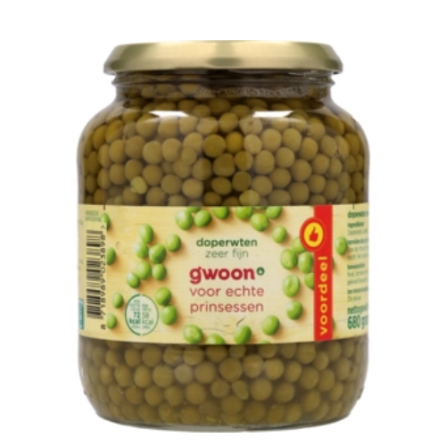 G'woon doperwten extra fijn 680 gr.
