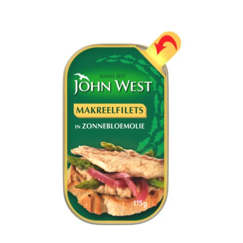 John west makreelfilets in zonnebl. 115 gr.
