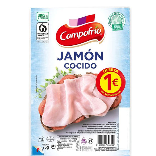 CAMPOFRÍO LONCHAS JAMÓN COCIDO 75 GR.