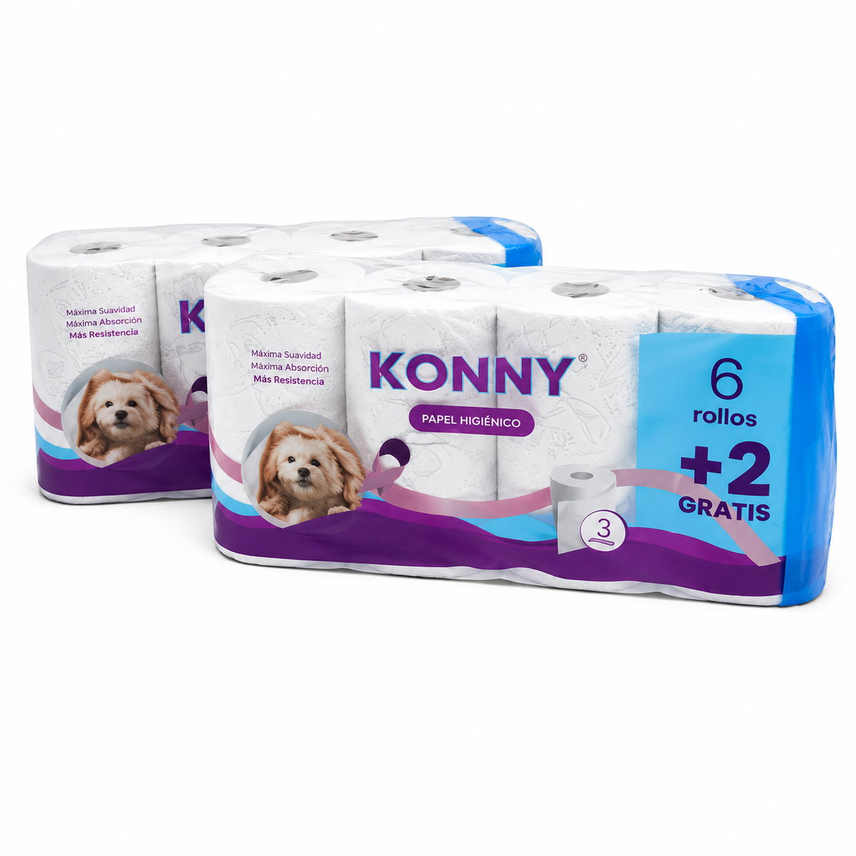 KONNY PAPEL HIGIÉNICO 3C 6+2 ROLLOS