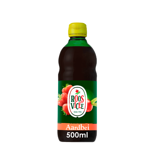 Roosvicee vruchtensiroop aardbei 500 ml.
