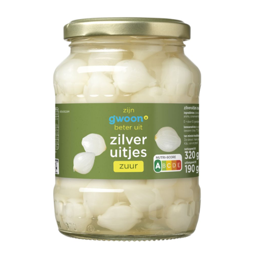G'woon zilveruitjes zuur 370 ml.