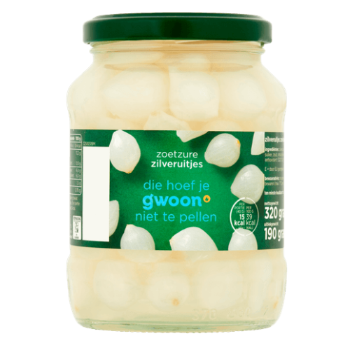 G'woon zilveruitjes z/z 320 gr.