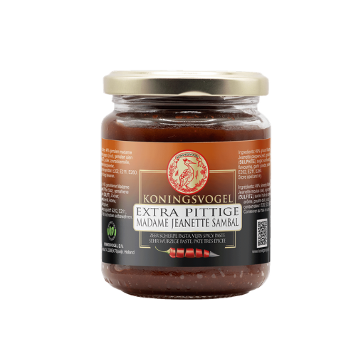 Koningsvogel sambal extra pittig m. jean. 200 gr.
