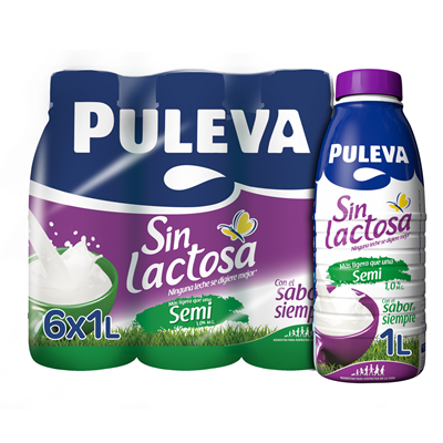 PULEVA LECHE SEMI SIN LACTOSA BOT. 6x1 LTR.