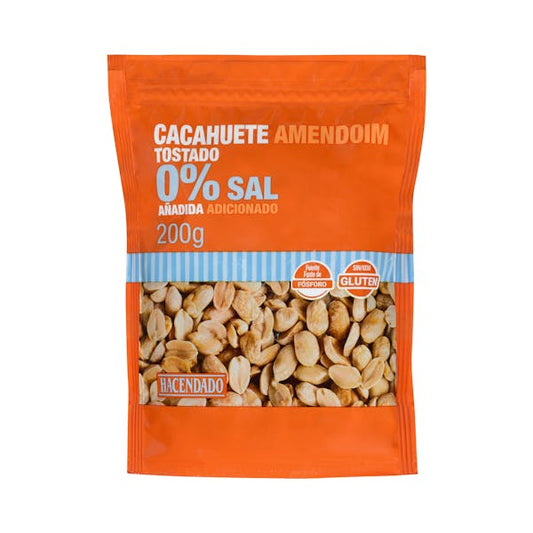 HD CACAHUETE TOSTADO PELADO 0% SAL 200 GR.
