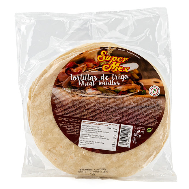 SUPER-MEX TORTILLA TRIGO 20 CM. 12 UND.